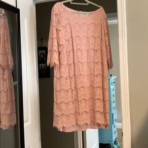 Light pink lace dress with sleeves. EUC!
